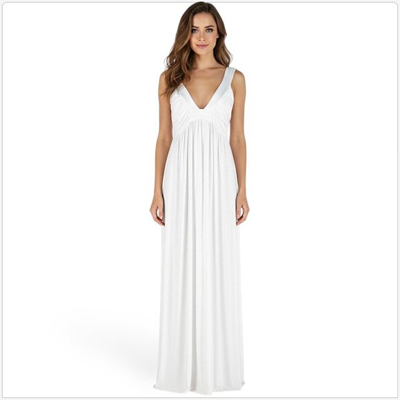 Rachel Pally Long White Empire Waist Sleeveless Modal Stretch Knit Maxi Dress S - Picture 1 of 5